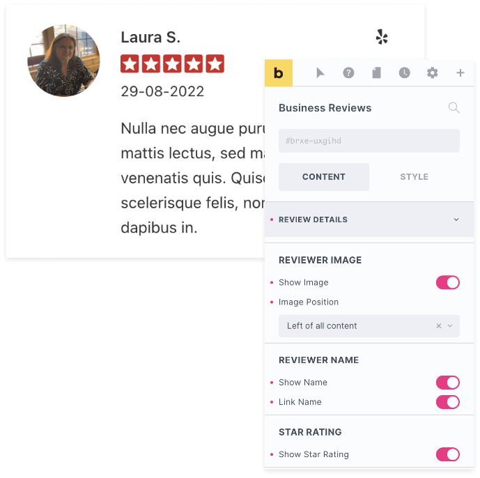 max addons google review element