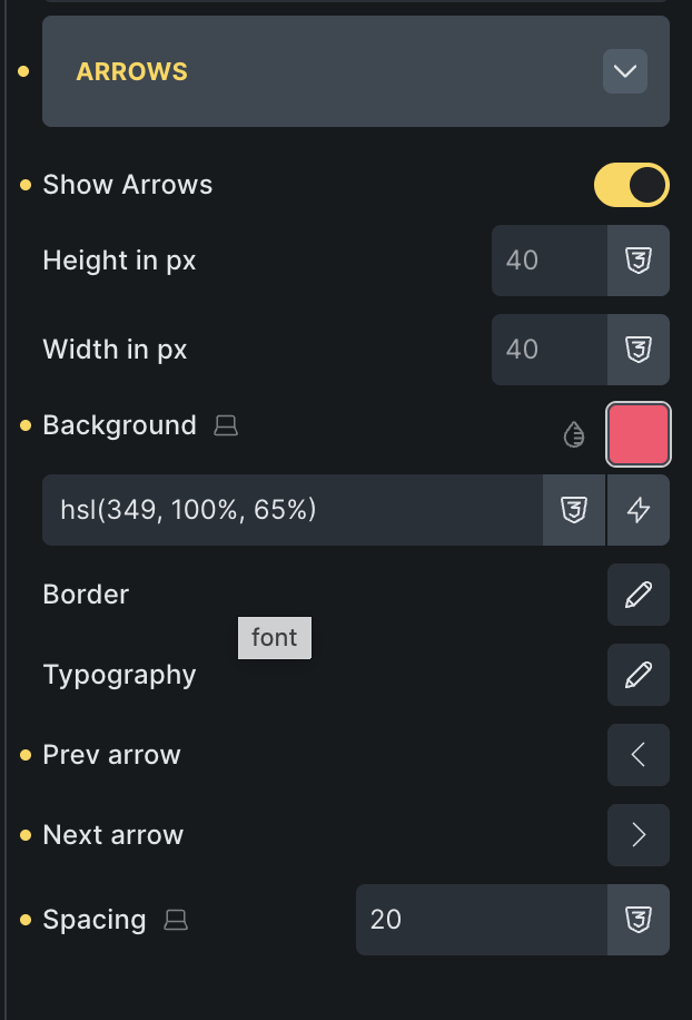 arrows styling options