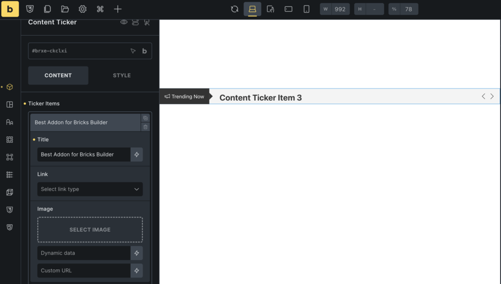 content ticker options