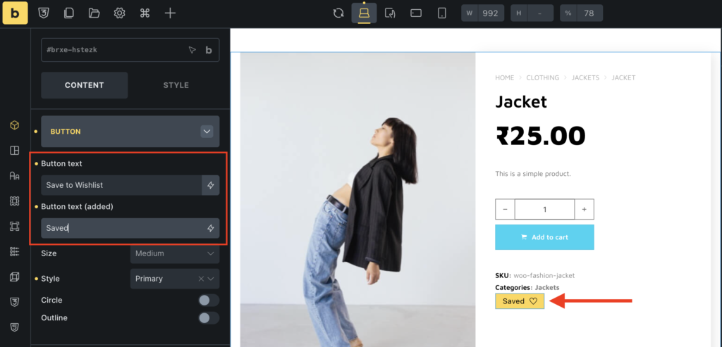 customize button text