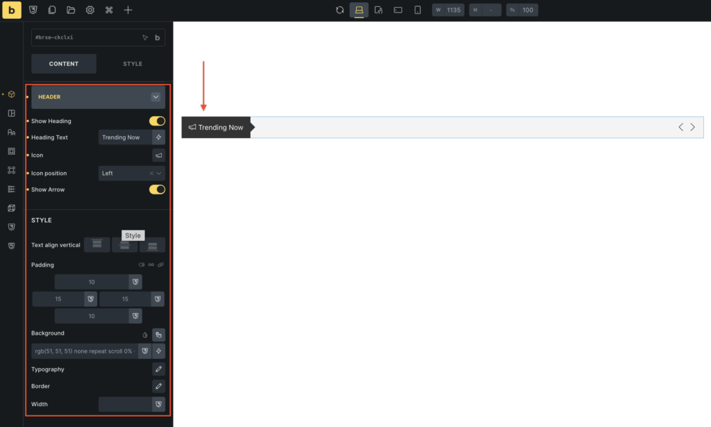 header styling options