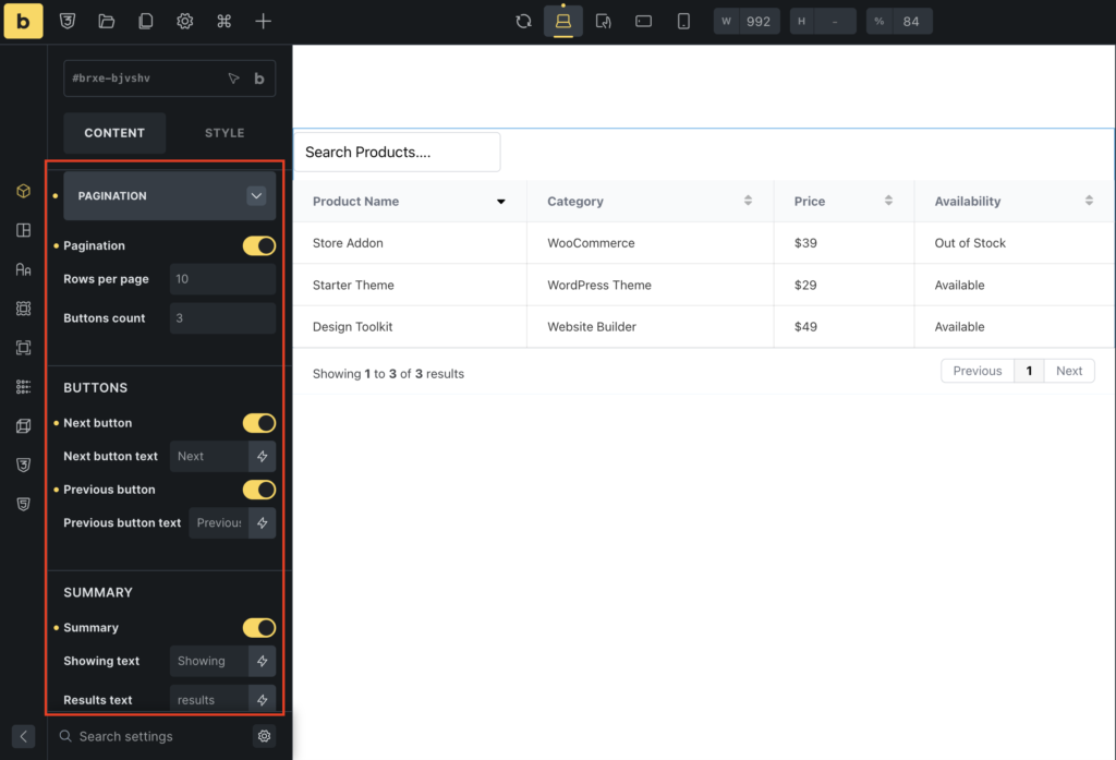 enable pagination